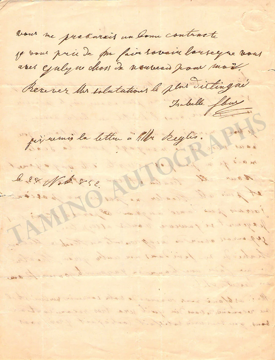 Karlitzky-Fleur, Isabelle - Autograph Letter Signed 1852 - Image 2