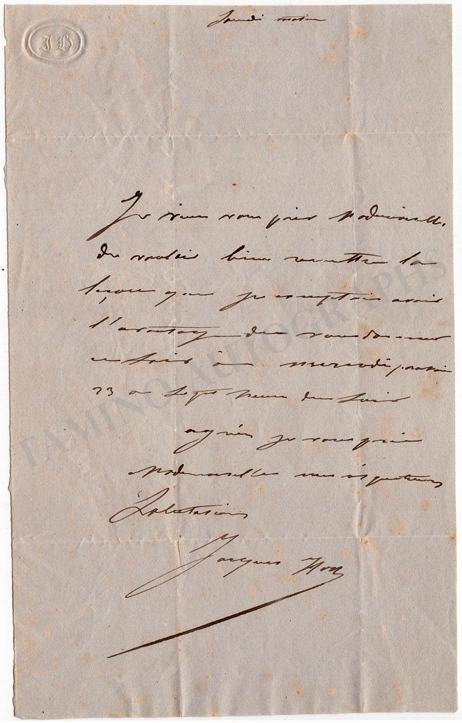 Herz, Jacques - Set of 2 Autograph Letters Signed