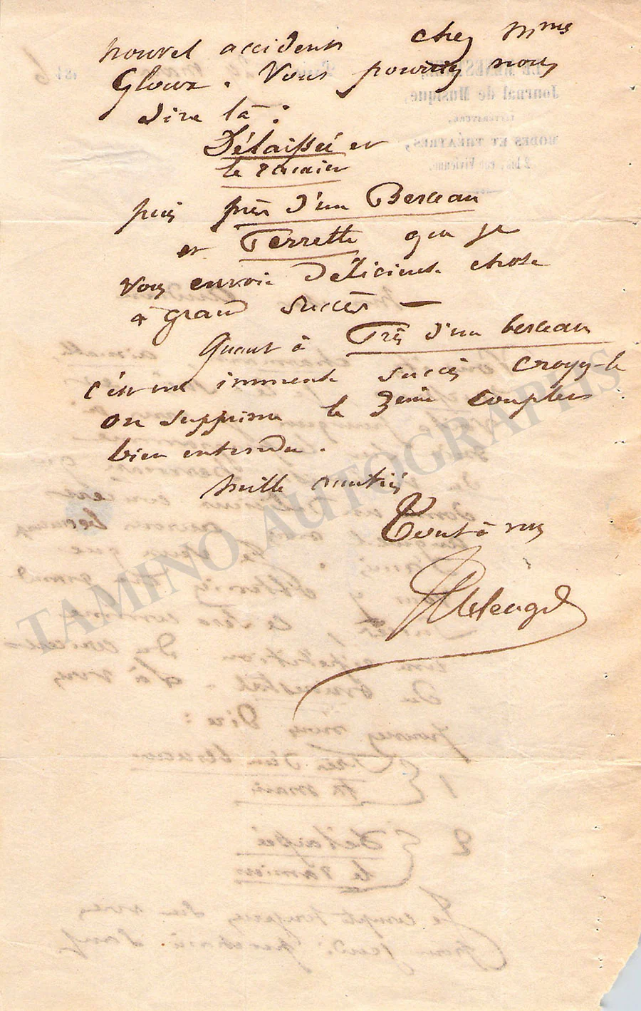 Heugel, Jacques-Leopold - Set of 3 Autograph Letters Signed - Image 5