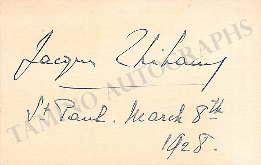 Thibaud, Jacques - Signed Card 1928