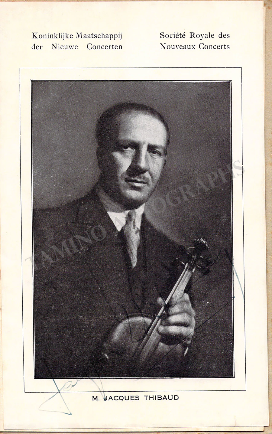 Thibaud, Jacques - Signed Program 1939