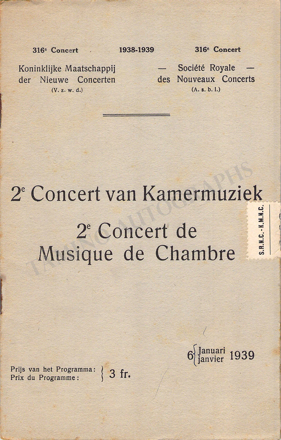 Thibaud, Jacques - Signed Program 1939 - Image 2