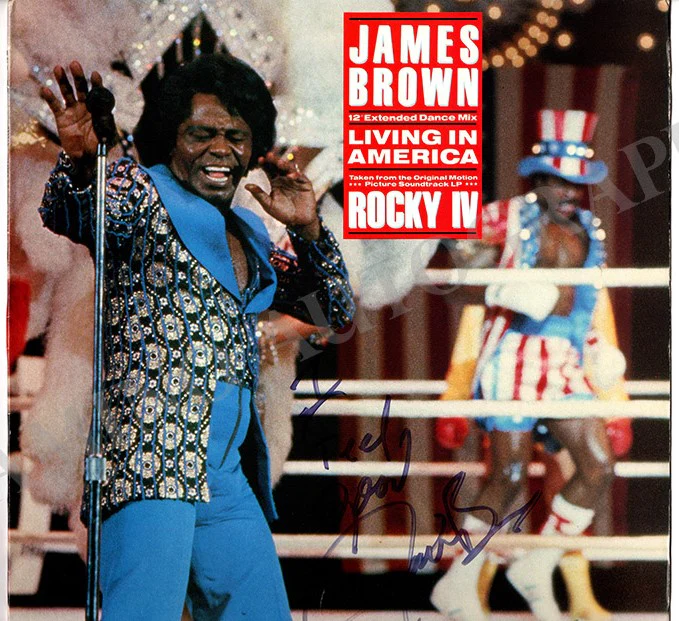 Brown, James - Signed LP Album Sleeve "Living in America"