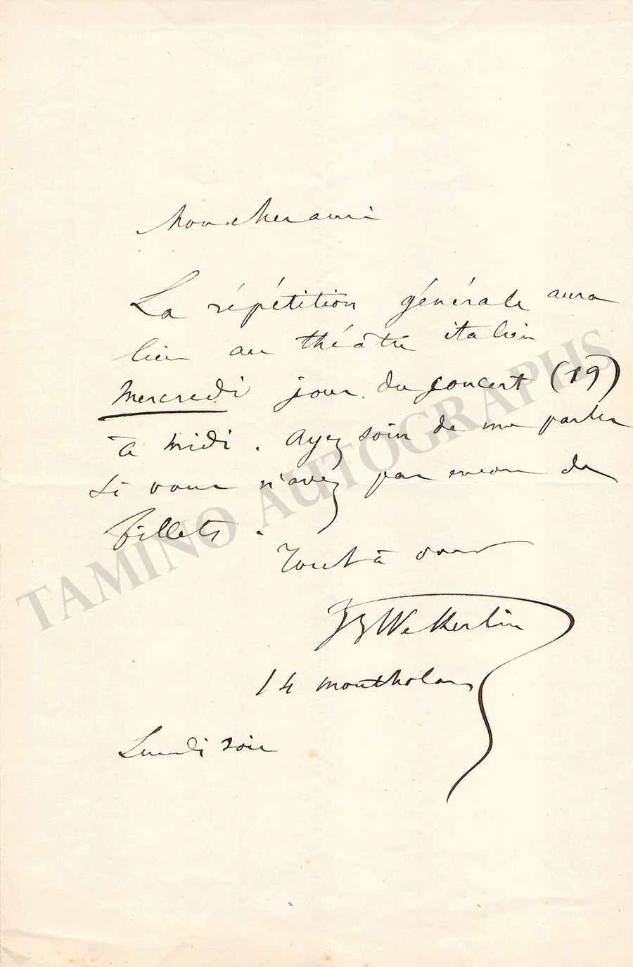 Weckerlin, Jean-Baptiste - Set of 4 Autograph Letters Signed - Image 2