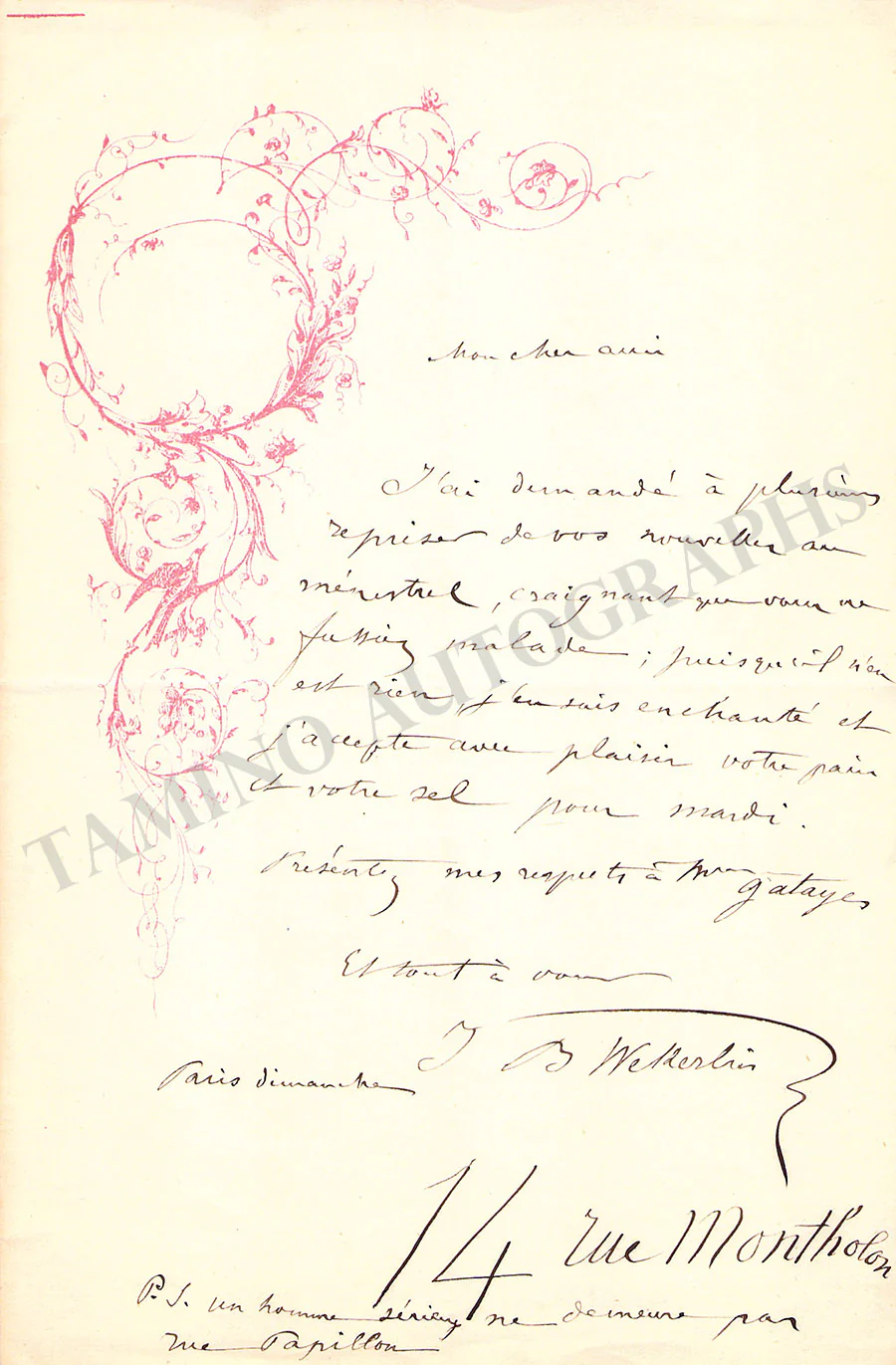 Weckerlin, Jean-Baptiste - Set of 4 Autograph Letters Signed - Image 5