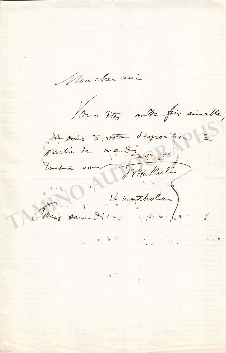 Weckerlin, Jean-Baptiste - Set of 4 Autograph Letters Signed - Image 6