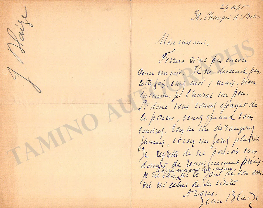 Blaize, Jean - Set of 3 Autograph Letters Signed