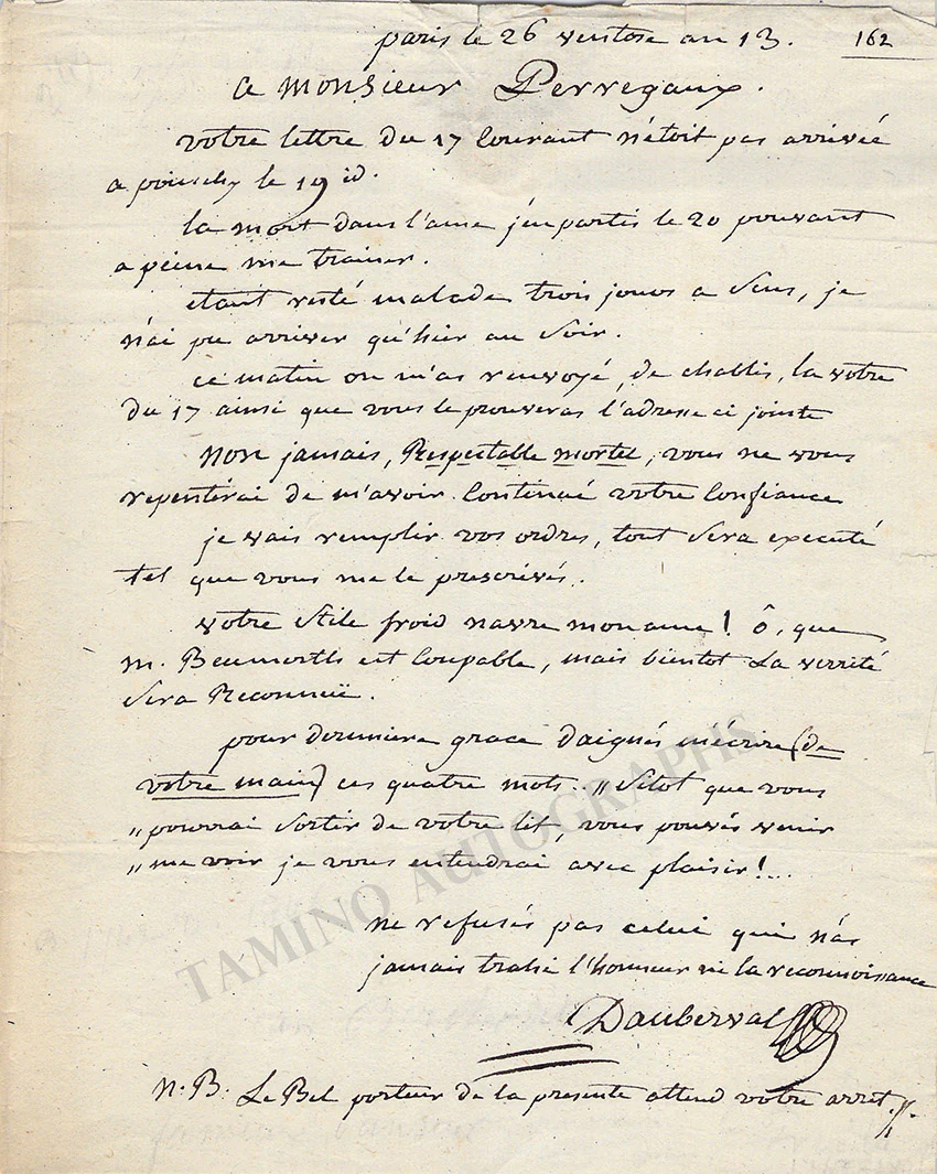 Dauberval, Jean - Autograph Letter Signed