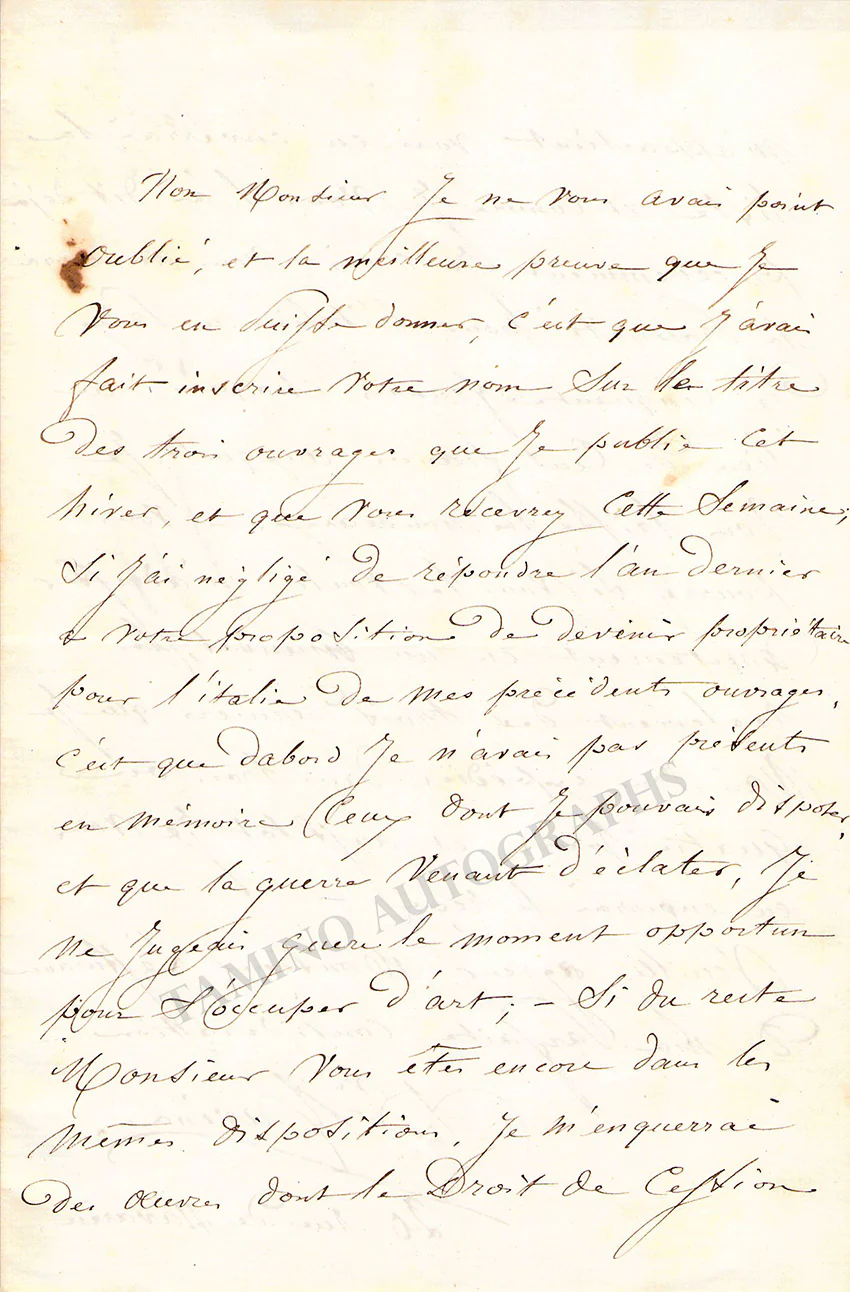 Ravina, Jean-Henri - Autograph Letter Signed