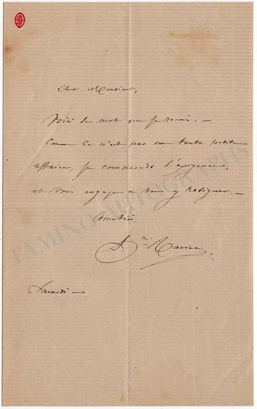 Ravina, Jean-Henri - Set of 4 Autograph Letters Signed - Image 2