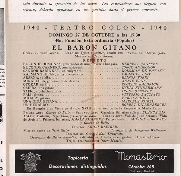 Jessner, Irene - Pataky, Koloman Von - Signed Program Teatro Colon 1940 - Image 3