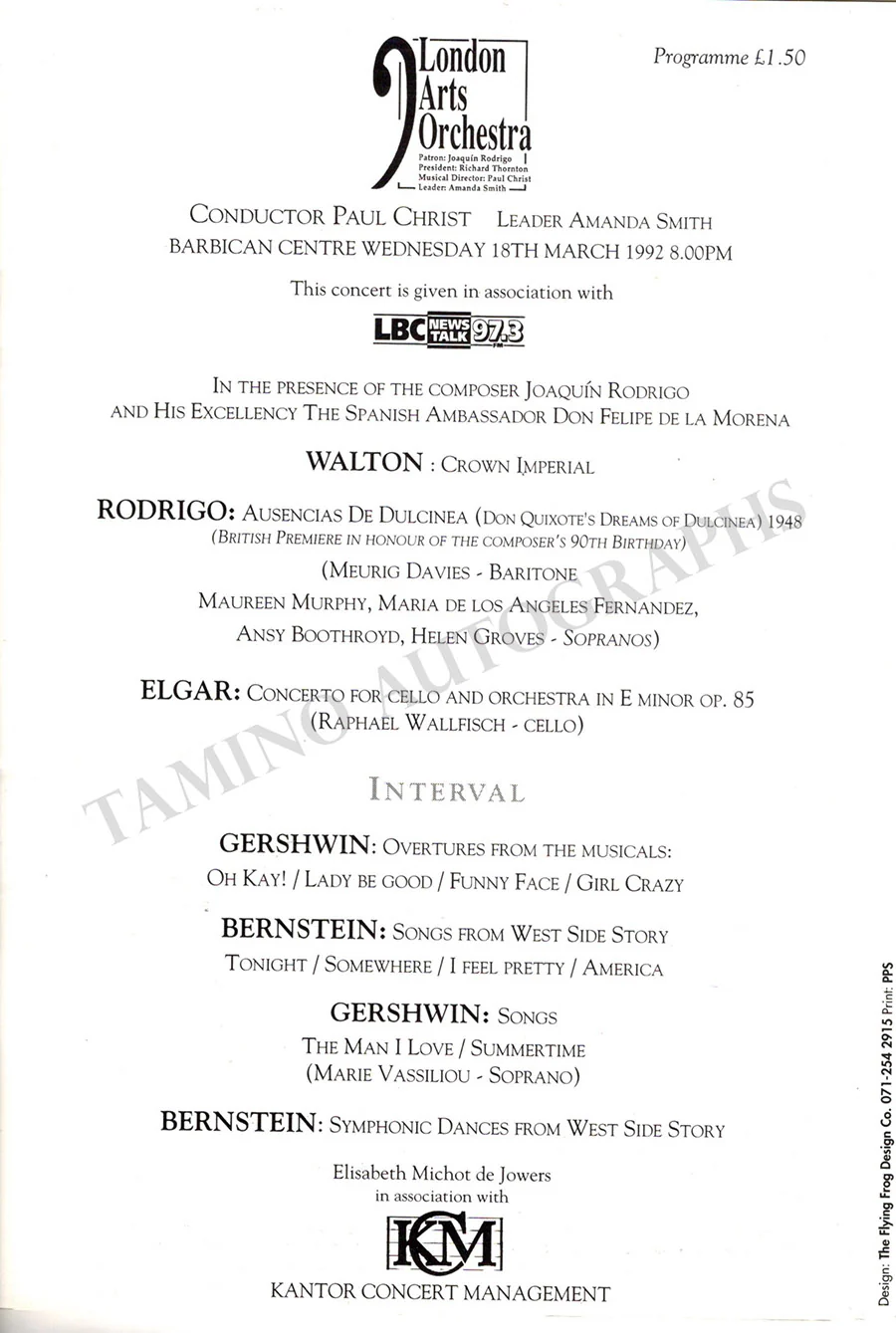 Rodrigo, Joaquin - Signed Program for his 90th Birthday - Image 2