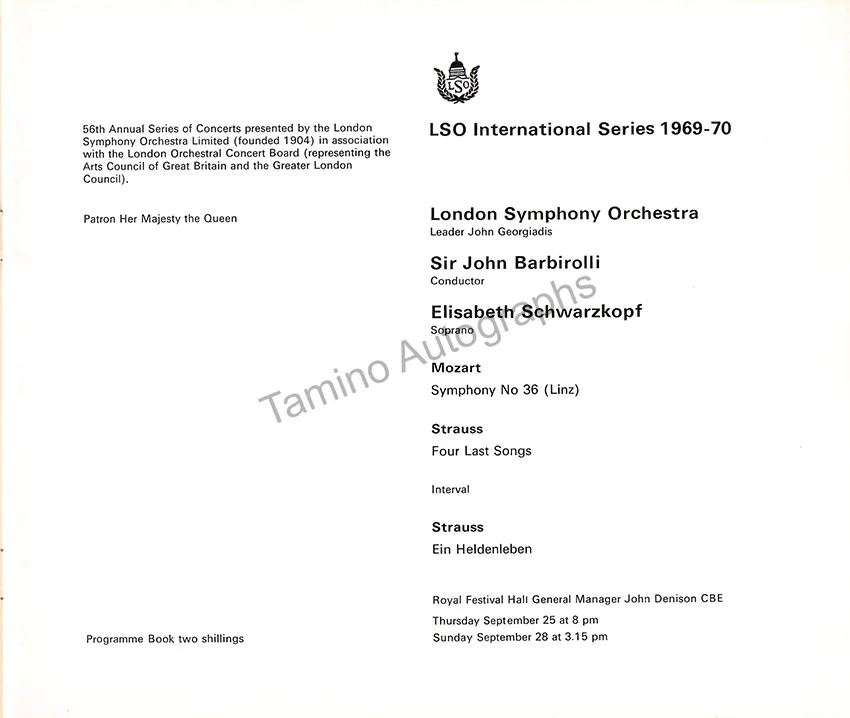 Barbirolli, John - Signed Program London 1969 - Image 2