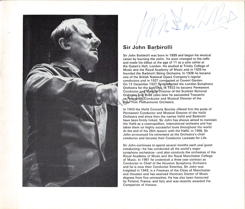 Barbirolli, John - Signed Program London 1969 - Image 3