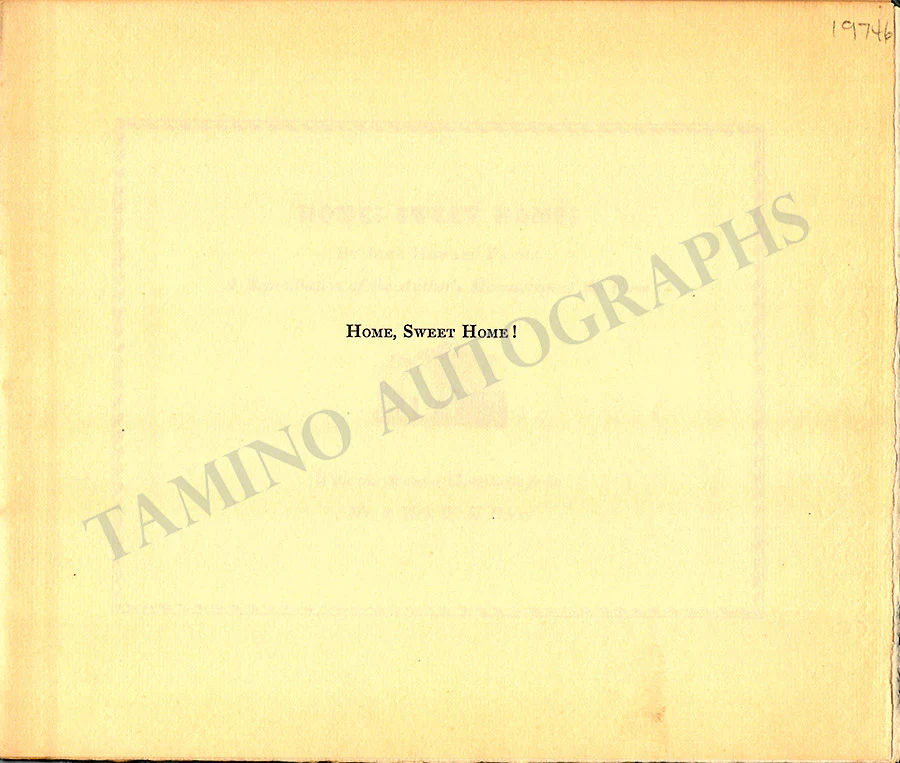 Payne, John Howard - Home Sweet Home Manuscript Facsimile - Image 2