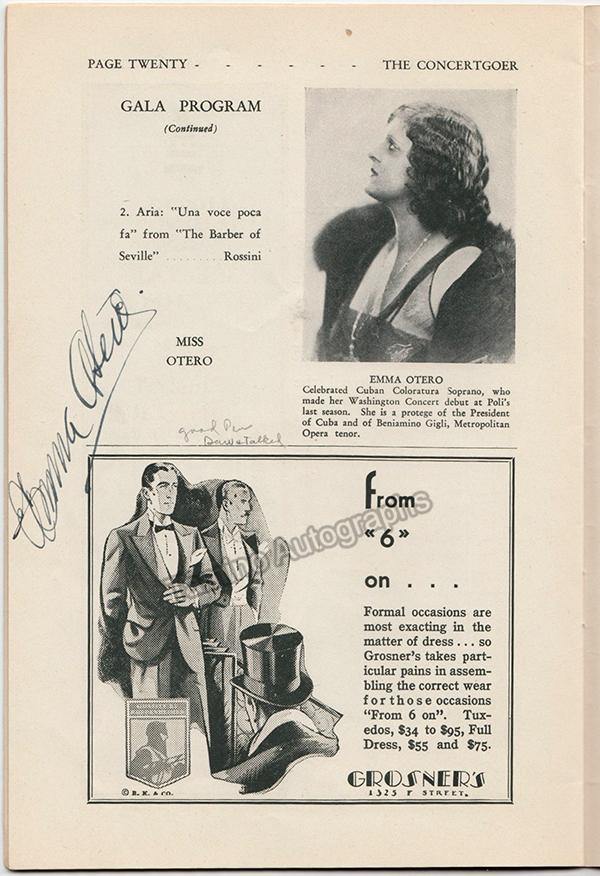 Johnson, Edward - Otero, Emma - Signed Program Washington 1930 - Image 2