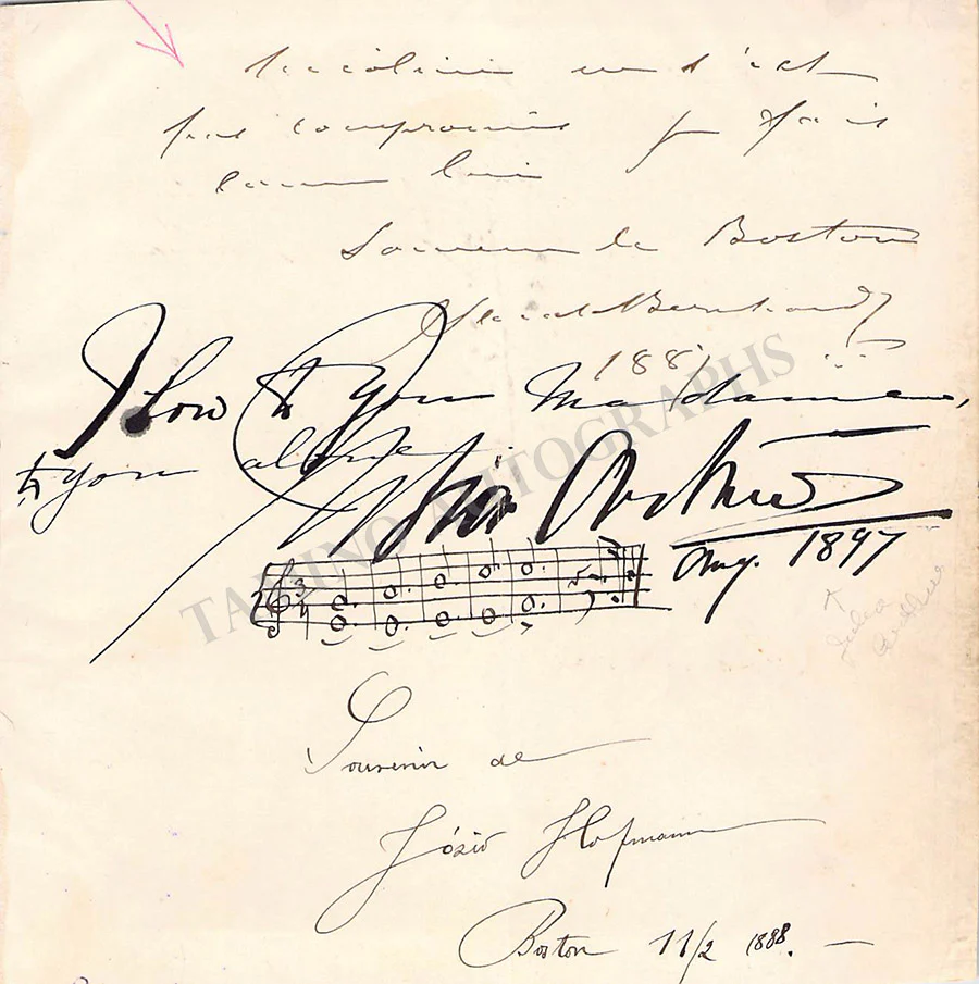 Hofmann, Josef - Bernhardt, Sarah - Signed Clip