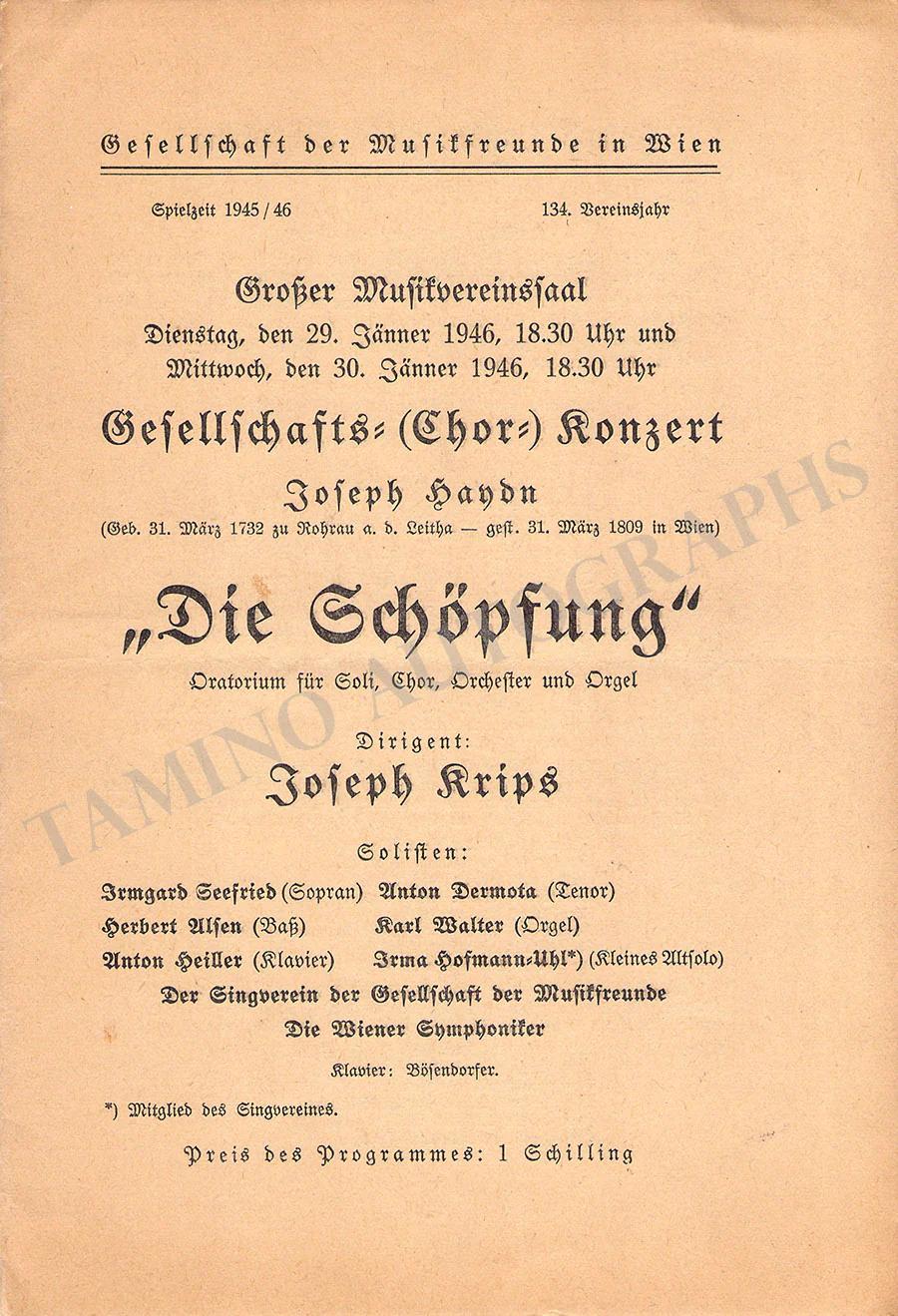Krips, Josef - Set of 15 Concert Programs Vienna 1937-1966 - Image 18
