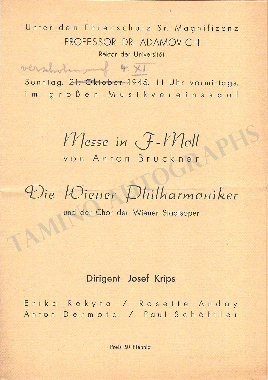 Krips, Josef - Set of 15 Concert Programs Vienna 1937-1966 - Image 20