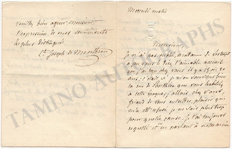 De Montbron, Joseph - Set of 2 Autograph Letters Signed - Image 3