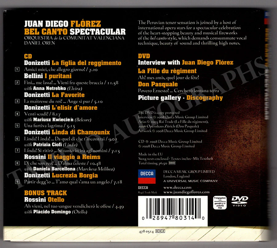 Florez, Juan Diego - Signed CD & DVD Album "Bel Canto Spectacular" - Image 2