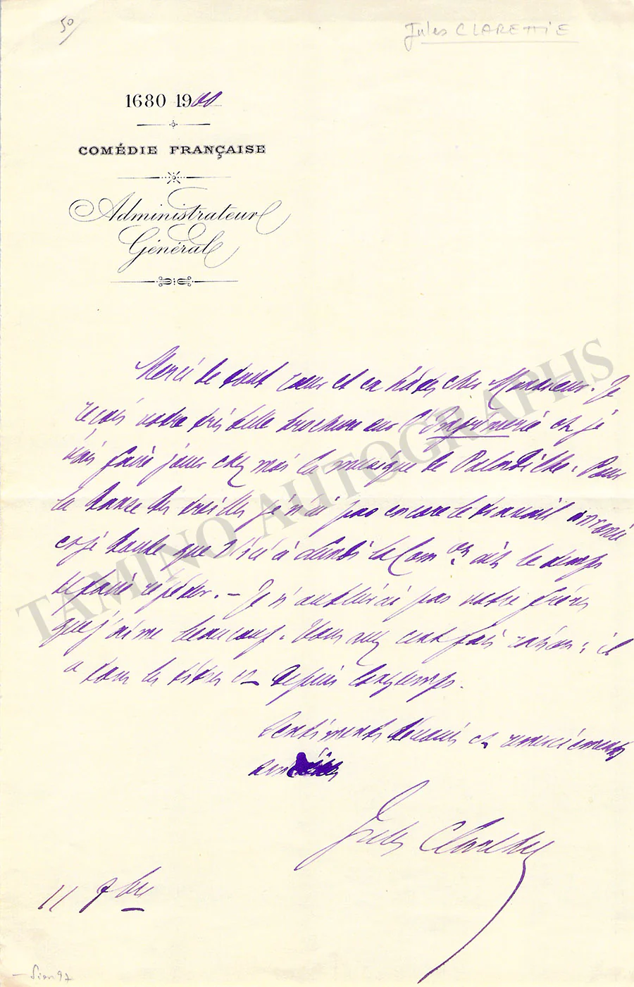 Claretie, Jules - Set of 2 Autograph Letters Signed