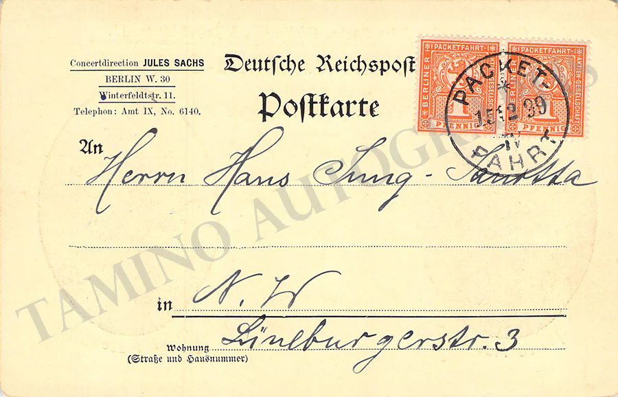 Sachs, Jules - Autograph Note Signed 1899 - Image 2
