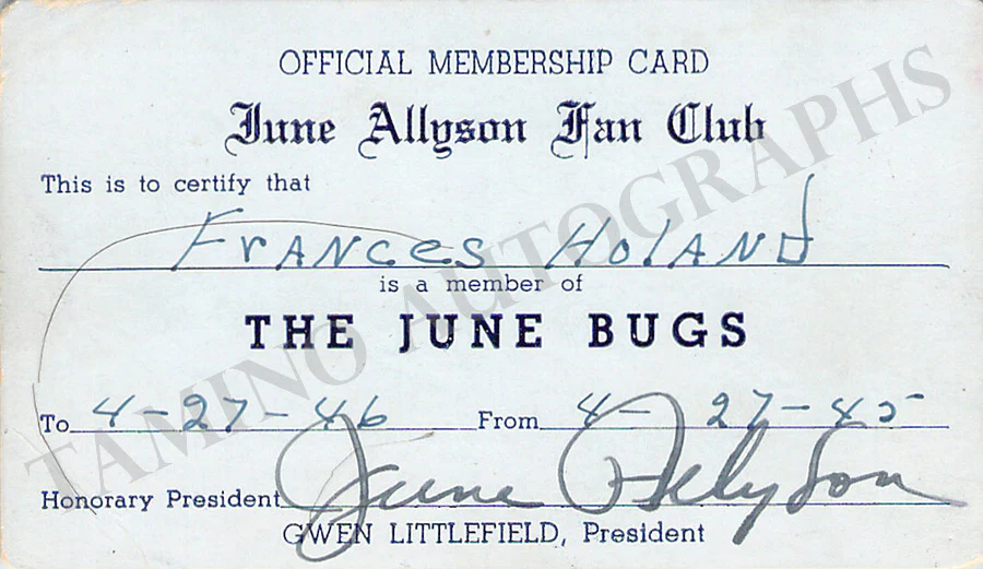 Allyson, June - Various Autographs - Image 8