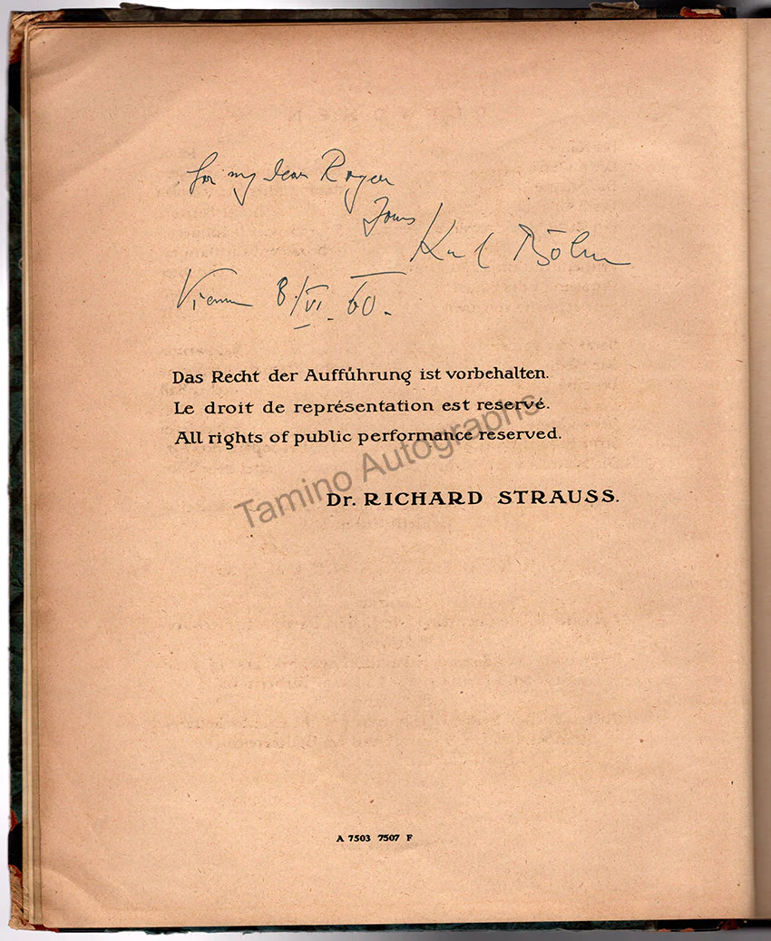 Bohm, Karl - Signed Score for Die Frau Ohne Schatten - Image 2