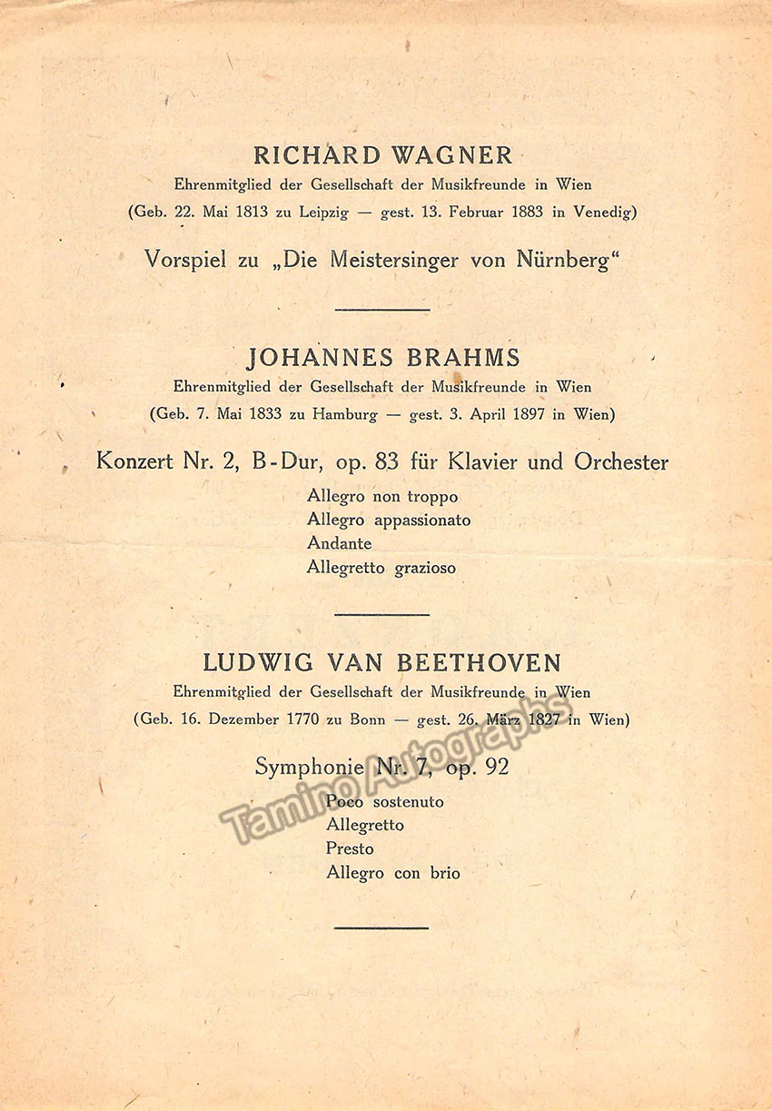 Bohm, Karl - Solomon, W. - Concert Playbill Vienna 1947 - Image 2