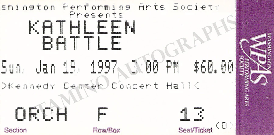 Battle, Kathleen - Signed Program Washington 1997 - Image 3