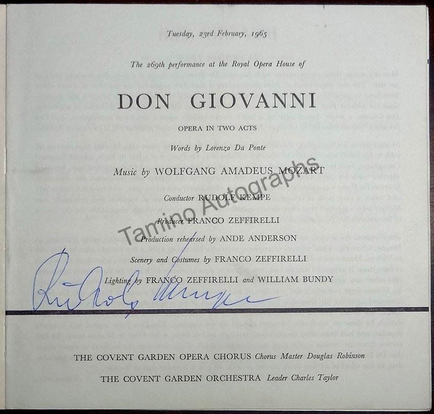 Kempe, Rudolf - Signed Program "Don Giovanni" London 1965