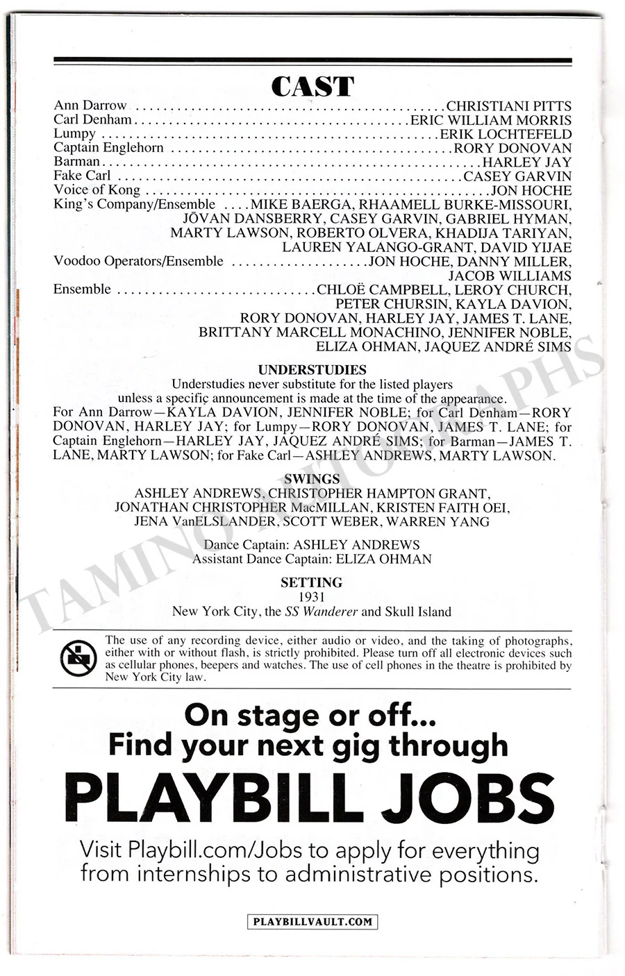 King Kong - Signed Broadway Musical Playbill - Image 2