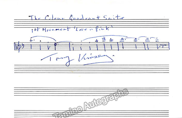 Kinsey, Tony - Autograph Music Quote Signed