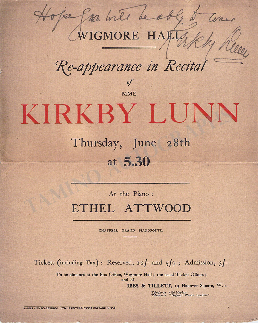 Kirkby-Lunn, Louise - Autograph Note Signed + Signed Program - Image 3