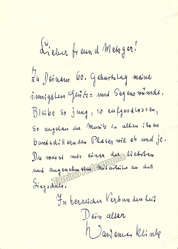 Klink, Waldemar - Signed Photograph - Image 2