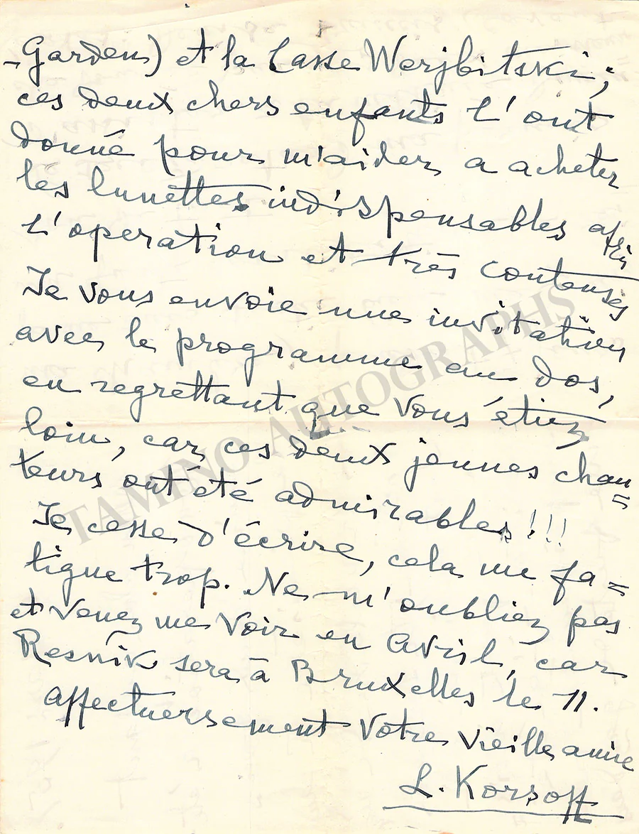 Korsoff, Lucette - Autograph Letter Signed - Image 3