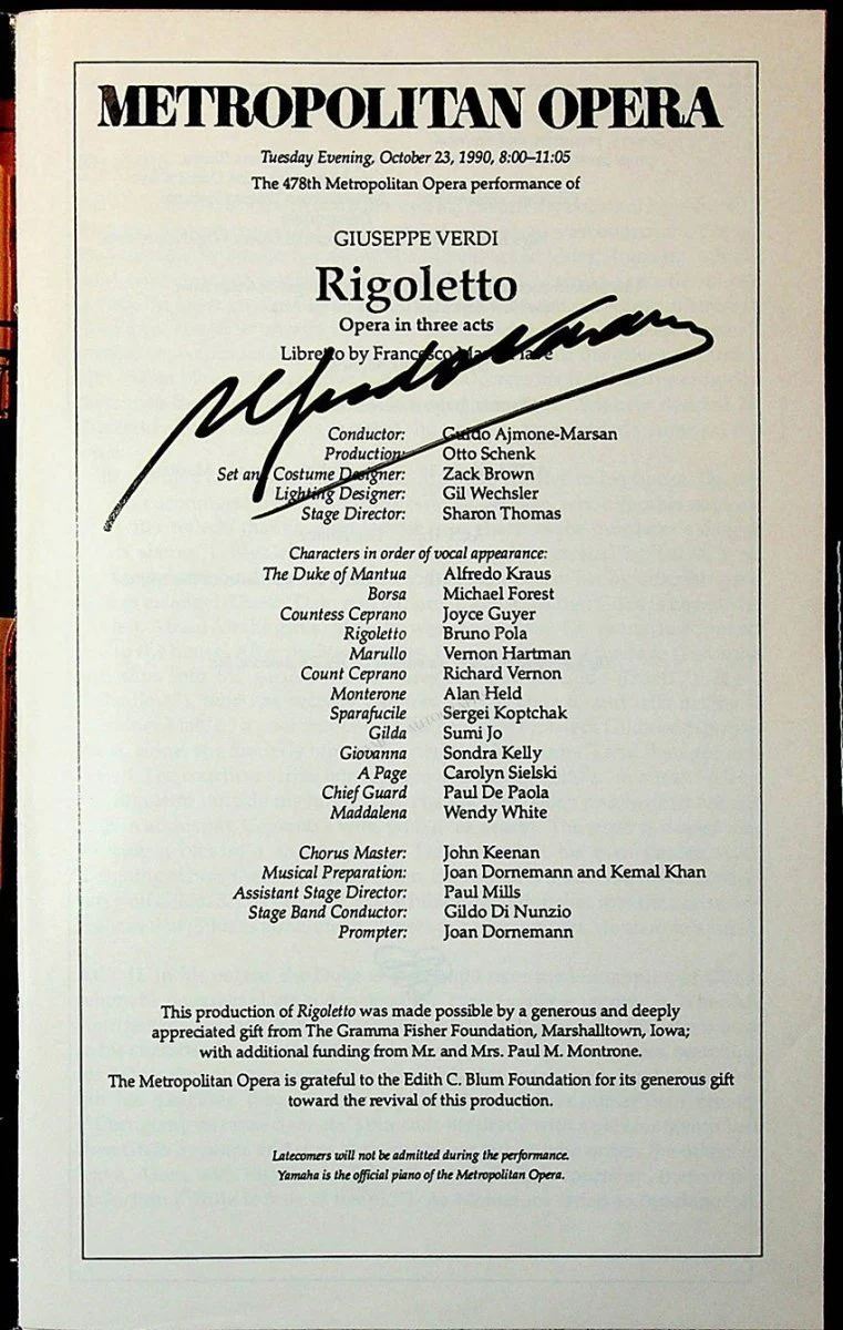 Kraus, Alfredo - Signed Opera Programs (Various Options) - Image 24