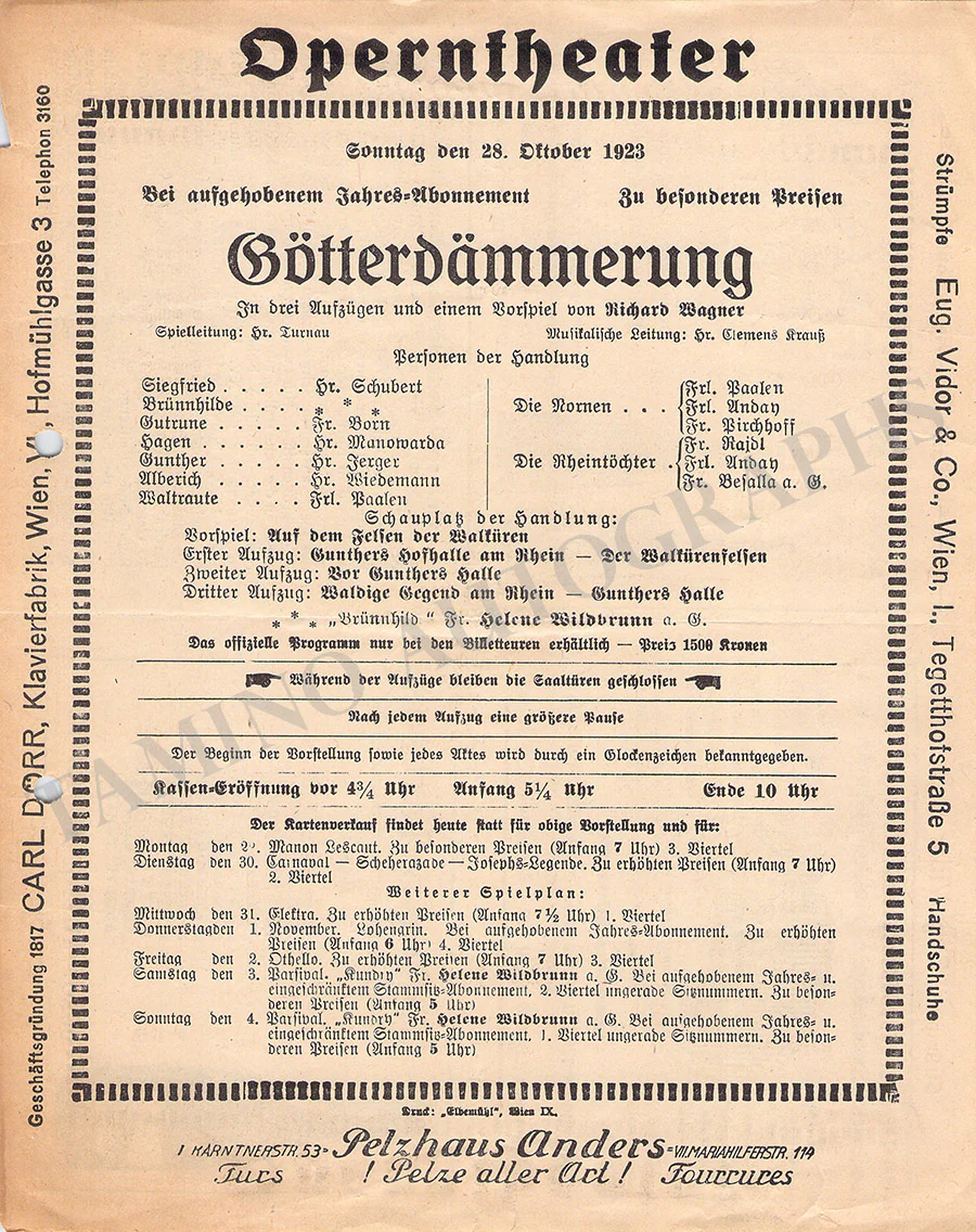 Krauss, Clemens - Set of 14 Concert Programs 1922-1924 - Image 10