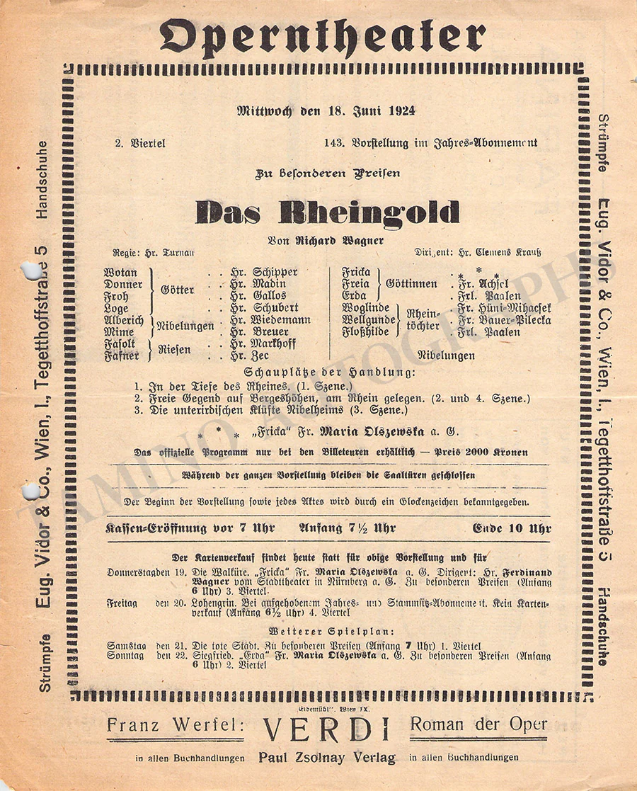 Krauss, Clemens - Set of 14 Concert Programs 1922-1924 - Image 13