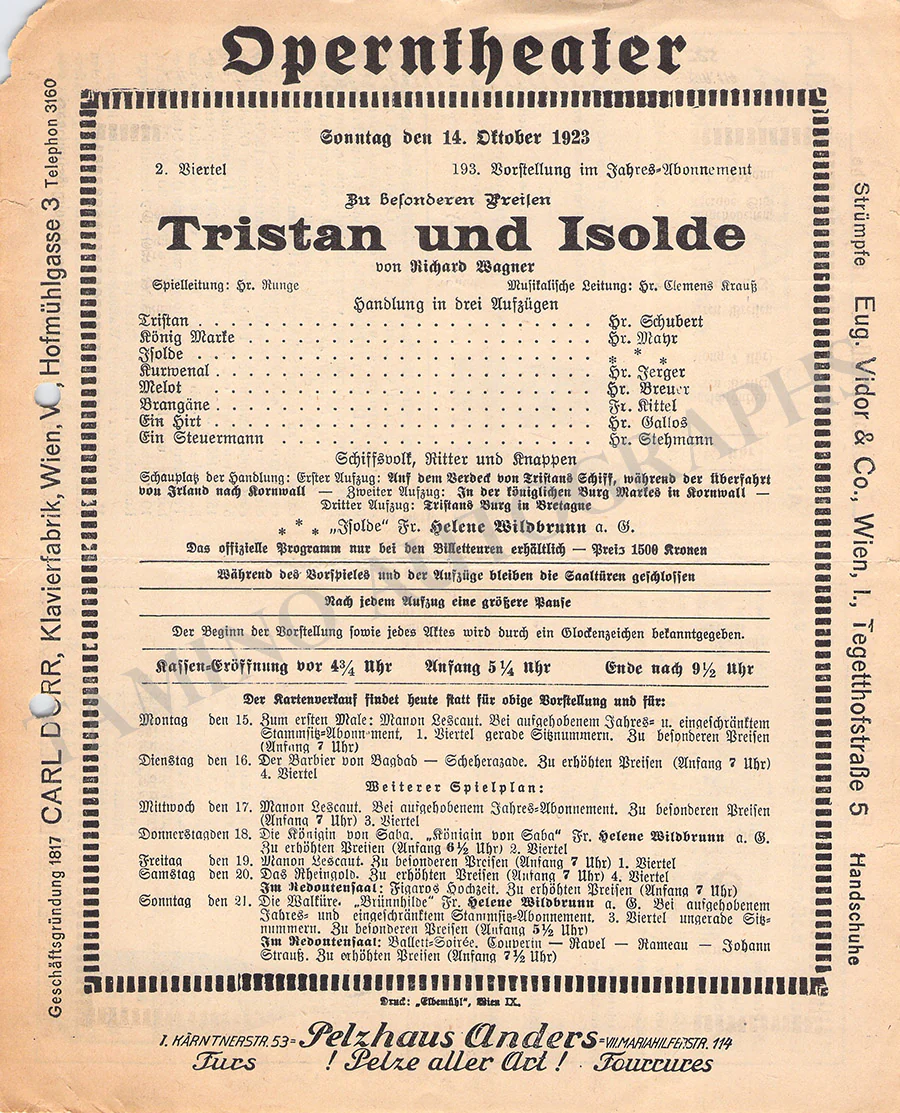 Krauss, Clemens - Set of 14 Concert Programs 1922-1924 - Image 14