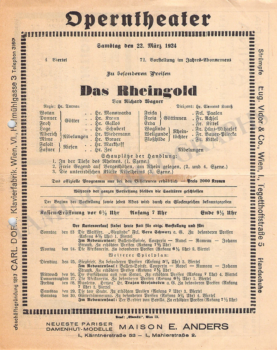 Krauss, Clemens - Set of 14 Concert Programs 1922-1924 - Image 6