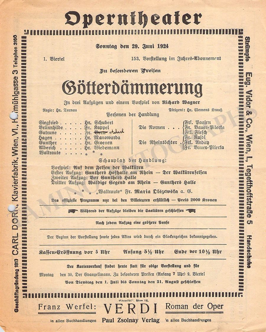 Krauss, Clemens - Set of 14 Concert Programs 1922-1924 - Image 9