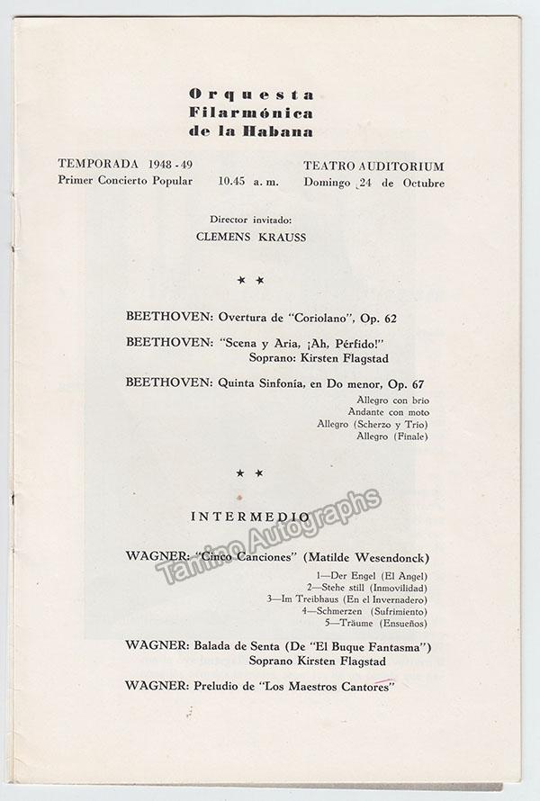 Krauss, Clemens - Signed Program Havana 1948 - Image 2