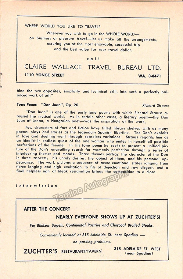 Krips, Josef - Signed Program Toronto 1959 - Image 2