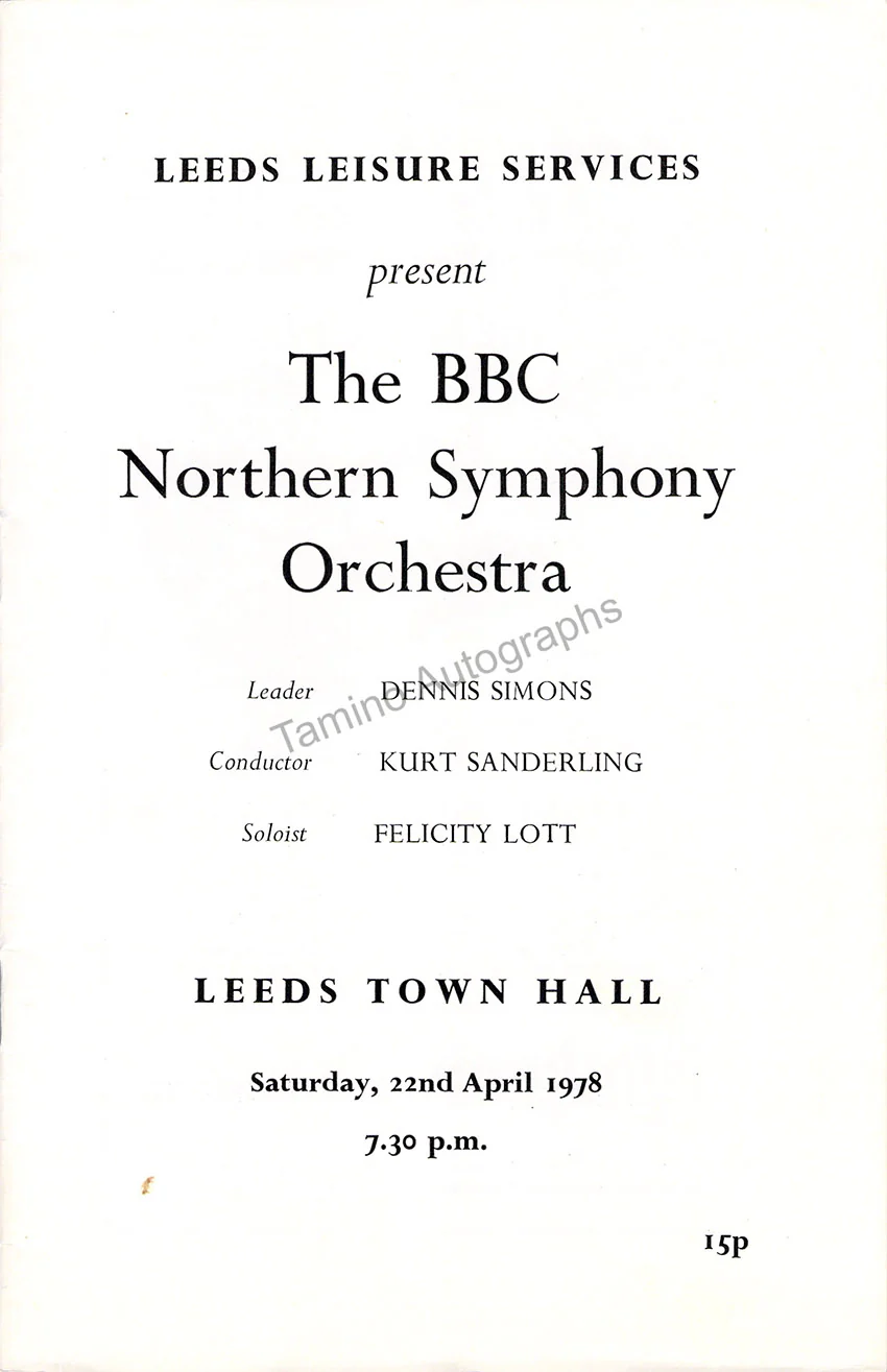 Sanderling, Kurt - Lott, Felicity - Double Signed Program Leeds 1978 - Image 3