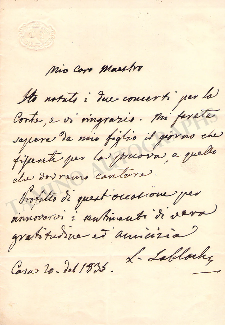 Lablache, Luigi - Autograph Manuscripts (Various Options) - Image 7