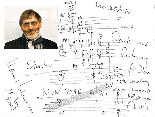 Lachenmann, Helmut - Autograph Music Quote with Photograph 2003