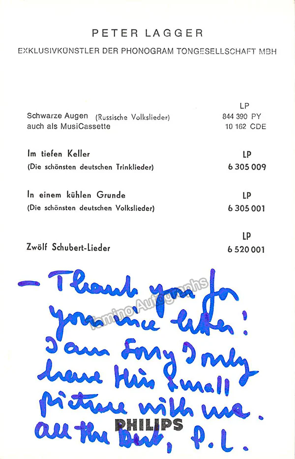 LAGGER, Peter (Various Autographs) - Image 6