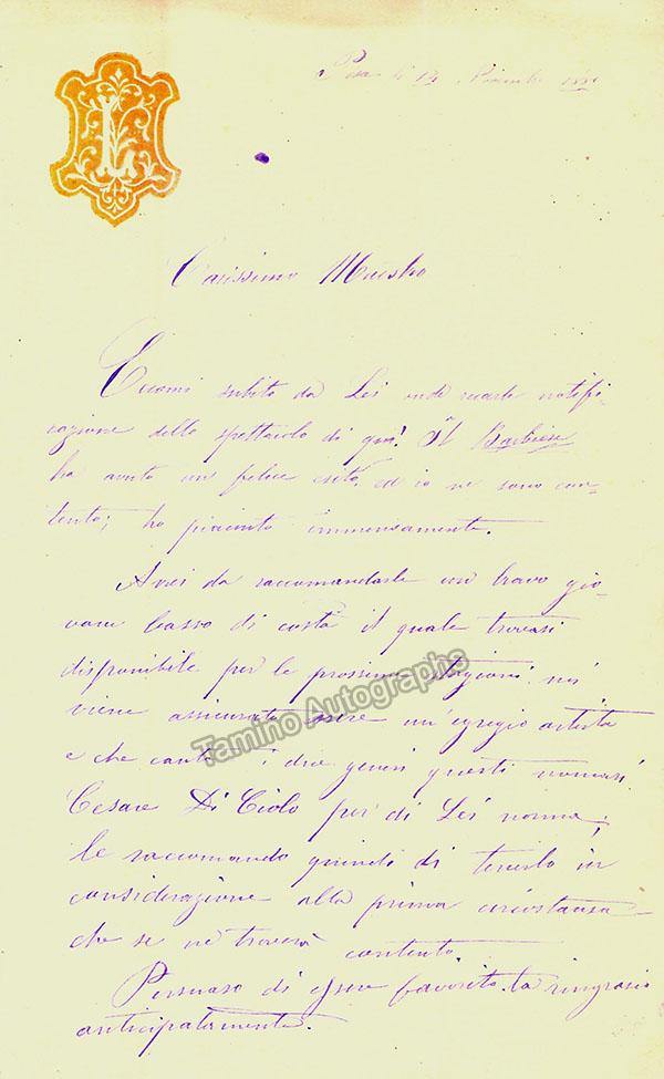 Lanzoni, Agostino - Autograph Letter Signed